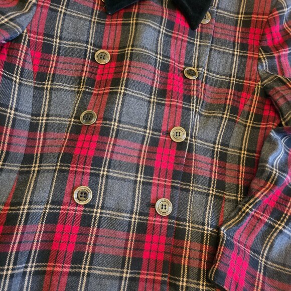 Vintage RENA ROWAN Tartan Plaid Blazer with Velvet Collar size 10 - Picture 6 of 10